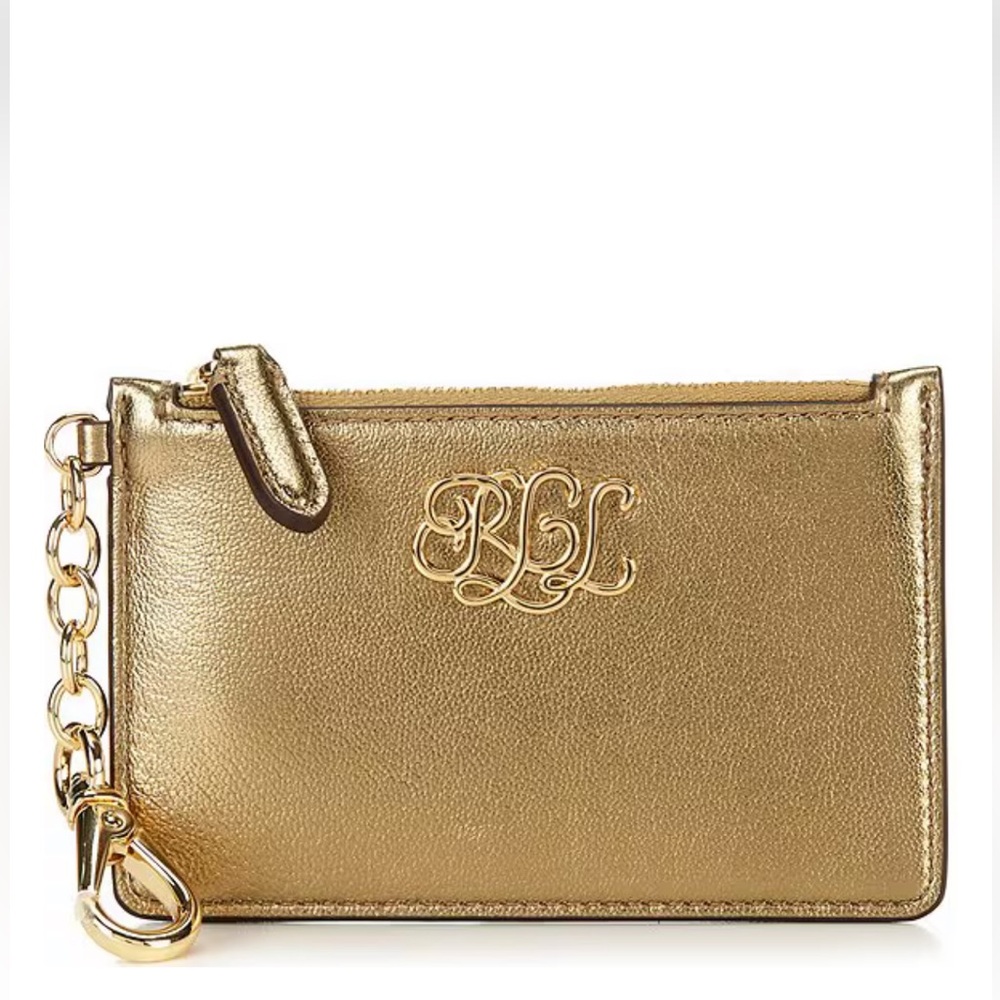 Lauren Ralph Lauren Metallic Nappa Leather Zip Card Case